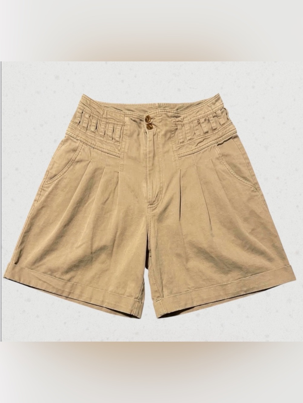 Vtg 80s 90s HIGH ADVANTAGE High Waisted Pleated Khaki Shorts